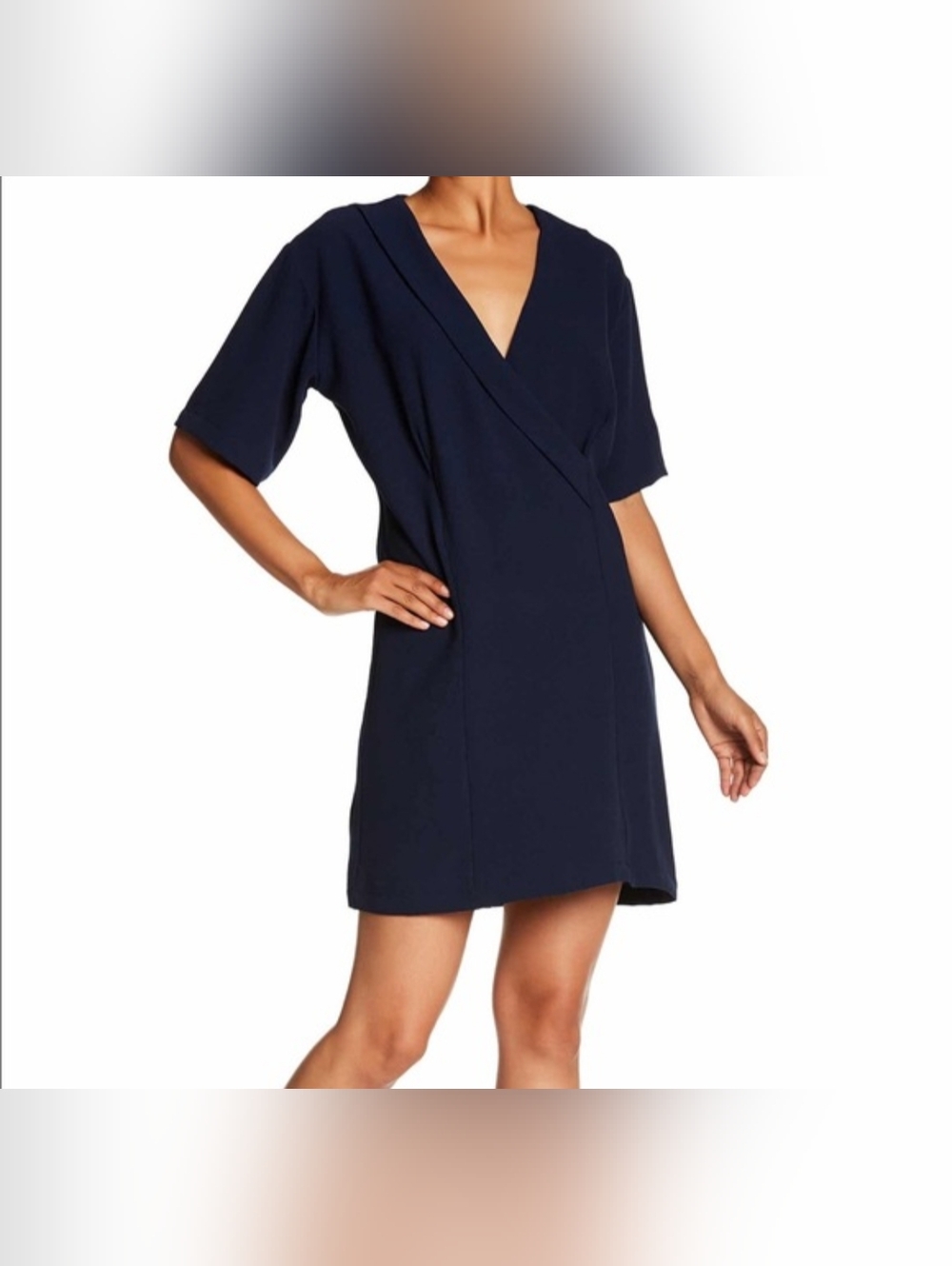 Bobeau Navy Blue V-neck Crossover Bust Crepe Dress NWT - Picture 6 of 6